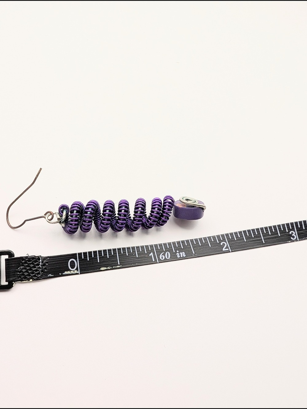 Purple Spiral Coil Handmade Earrings - Picture 4 of 4